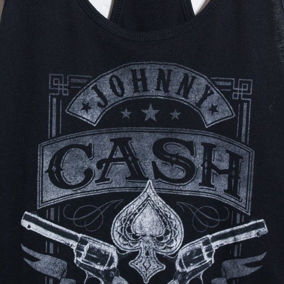 Johnny Cash Tank Top Womens Medium Black Mean As Hell - Picture 3 of 6